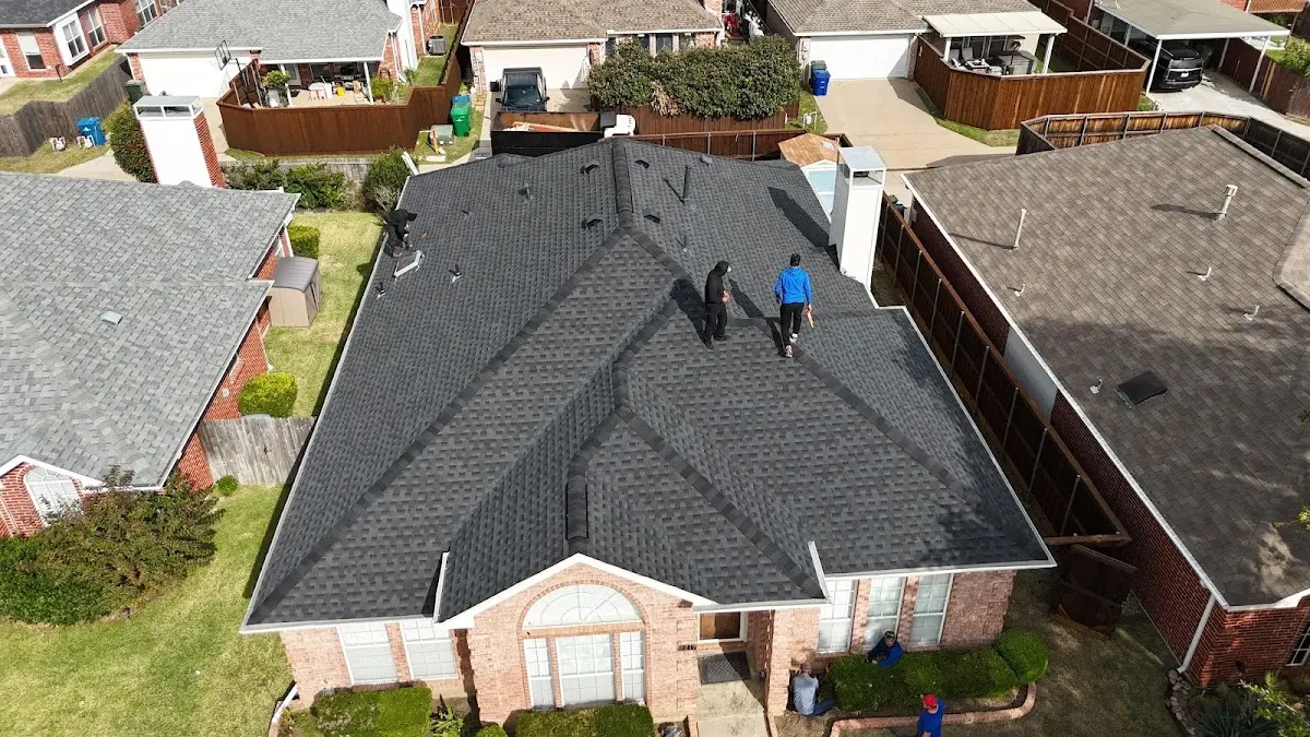 Slate & Tile Roof Repair work in progress on a Lacombe property
